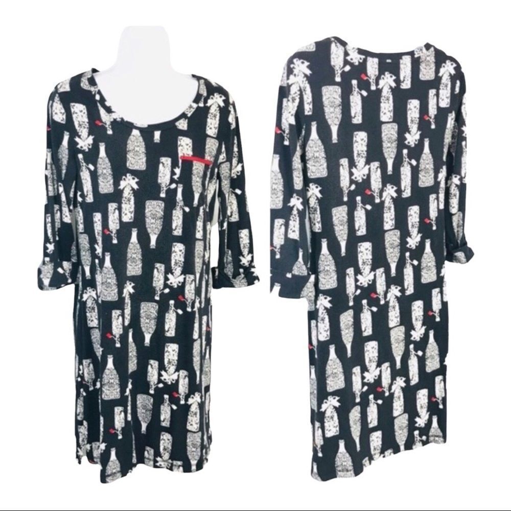 Soma Intimates Nightgown Black White Celebrate